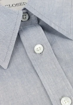 lichtblauwe closed blouses pleated shirt