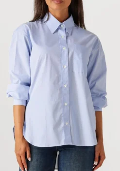 lichtblauwe closed blouses oversized shirt