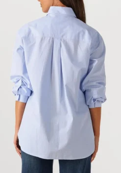 lichtblauwe closed blouses oversized shirt