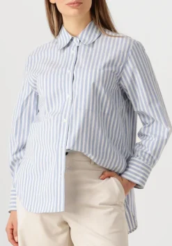 lichtblauwe closed blouses oversize shirt