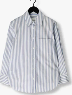 lichtblauwe closed blouses oversize shirt