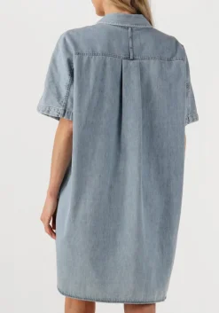 lichtblauwe closed mini jurk shirtdress