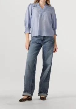 lichtblauwe co'couture blouses charliecc frill ss shirt