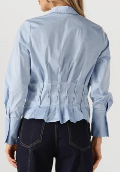 lichtblauwe co'couture blouses poppy pleat waist