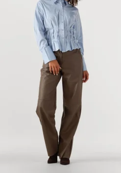 lichtblauwe co'couture blouses poppy pleat waist