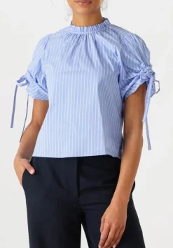 lichtblauwe co'couture blouses diviacc puff ss blouse