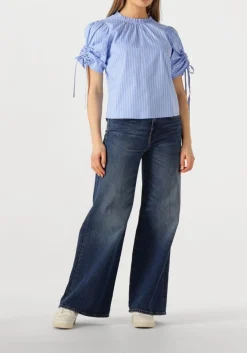 lichtblauwe co'couture blouses diviacc puff ss blouse