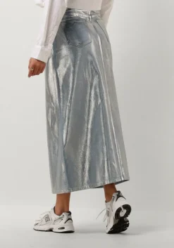 lichtblauwe co'couture maxirok foil denim skirt