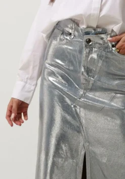 lichtblauwe co'couture maxirok foil denim skirt