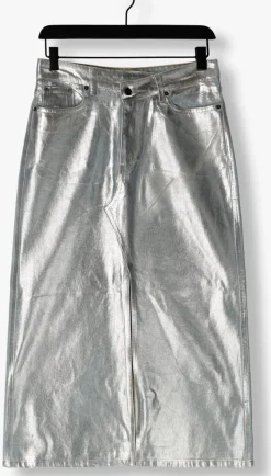 lichtblauwe co'couture maxirok foil denim skirt