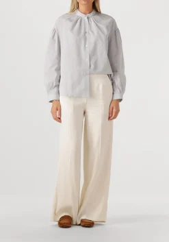 lichtblauwe forte forte blouses froisse' cotton stripe bohemian shirt