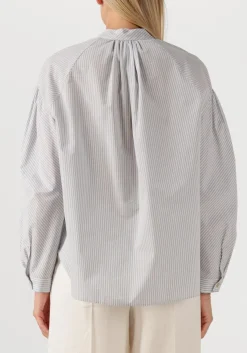 lichtblauwe forte forte blouses froisse' cotton stripe bohemian shirt