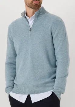 lichtblauwe gran sasso trui mock zip