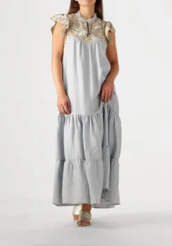 lichtblauwe greek archaic kori maxi jurk 231097