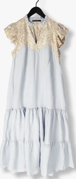 lichtblauwe greek archaic kori maxi jurk 231097
