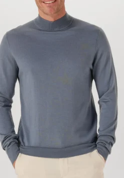 lichtblauwe profuomo coltrui pullover mock neck merino