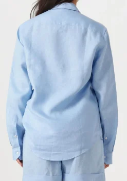 lichtblauwe resort finest blouses shirt 100% linen