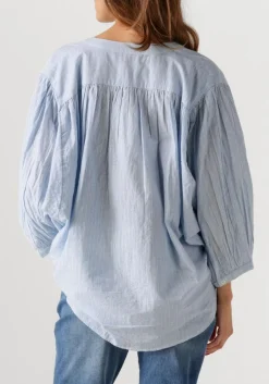 lichtblauwe summum blouses oversized blouse micro stripe