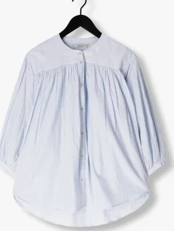 lichtblauwe summum blouses oversized blouse micro stripe