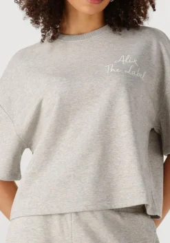 lichtgrijze alix the label t-shirt ladies knitted sweat t-shirt