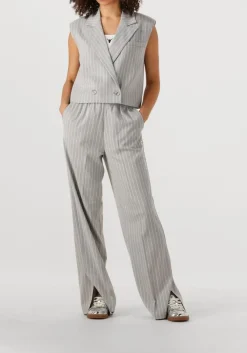 lichtgrijze alix the label wijde broek ladies woven pinstripe pants