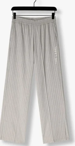lichtgrijze alix the label wijde broek ladies woven pinstripe pants