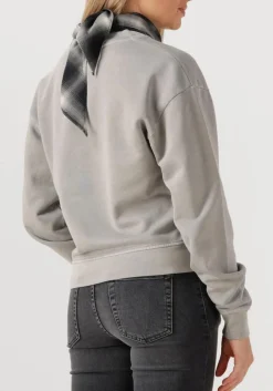 lichtgrijze closed sweater printed sweat shirt