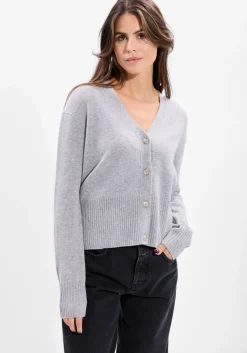 lichtgrijze closed trui v neck cardigan