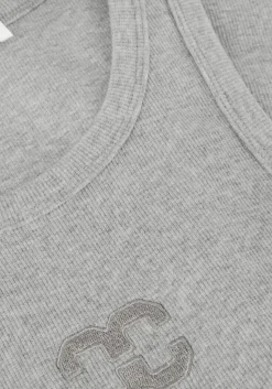 lichtgrijze co'couture top saharacc embroidery tank top