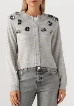 lichtgrijze dante6 vest fawn sequin cardigan