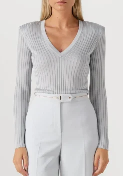 lichtgrijze elisabetta franchi trui knitted sweater