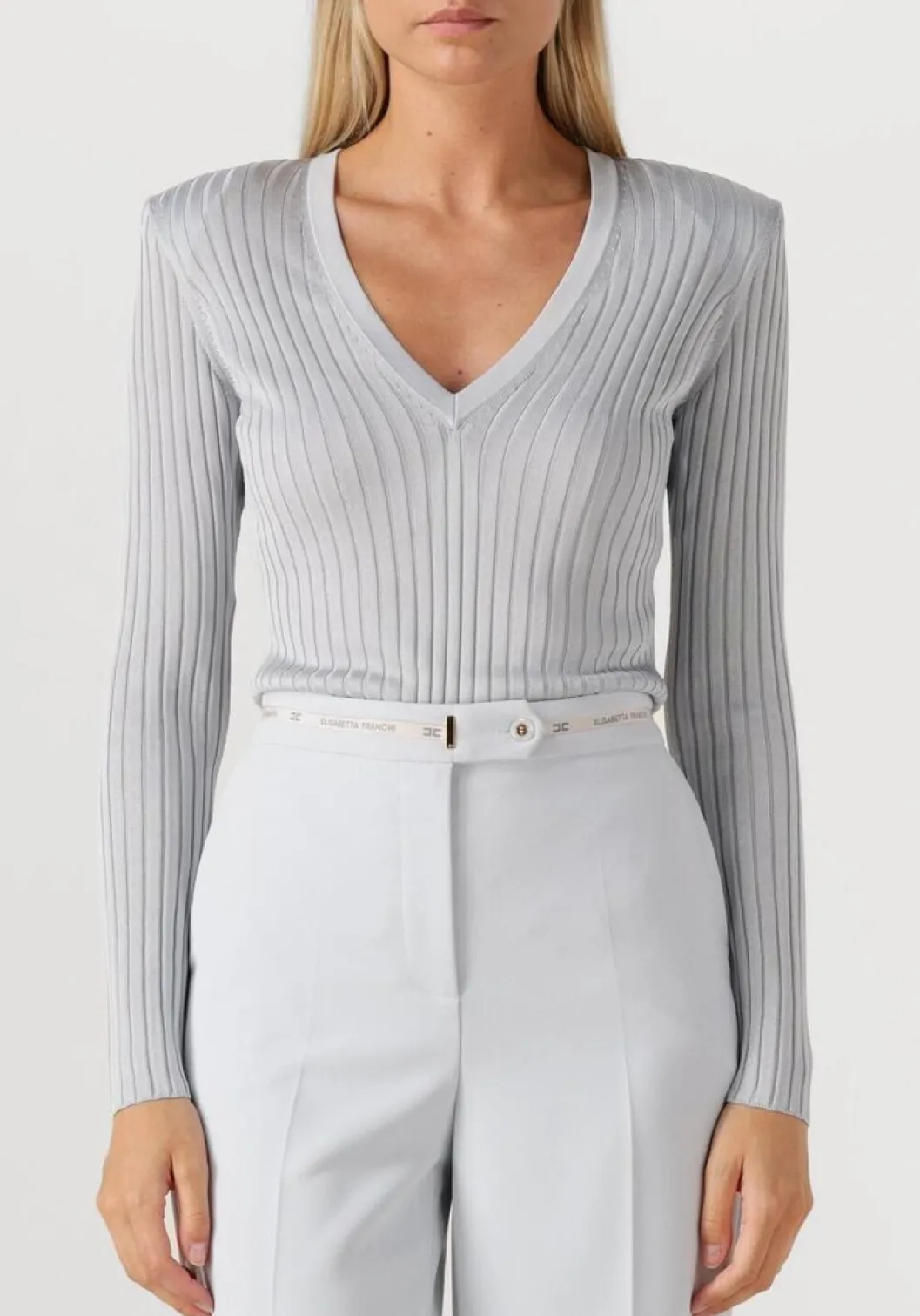 lichtgrijze elisabetta franchi trui knitted sweater