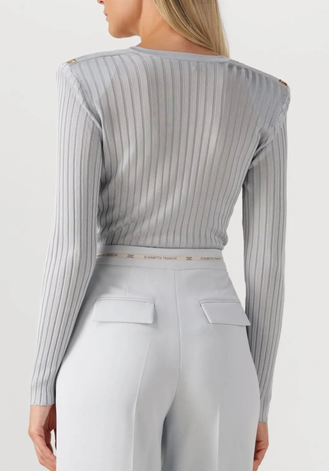 lichtgrijze elisabetta franchi trui knitted sweater