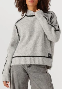 lichtgrijze haute l'amitié trui toby hem line knit