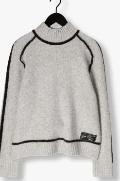 lichtgrijze haute l'amitié trui toby hem line knit