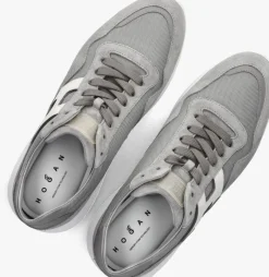 lichtgrijze hogan lage sneakers interactive3 allacciato pelle