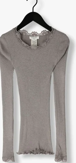 lichtgrijze rosemunde top babette silk t-shirt lace