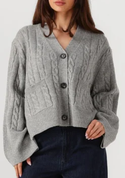 lichtgrijze second female vest alphine knit cardigan