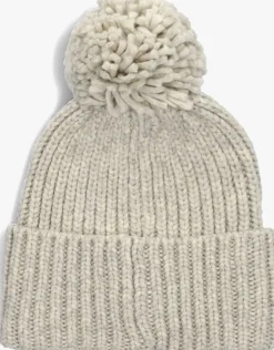 lichtgrijze ugg muts chunky rib knit beanie w pom