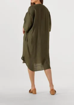 olijf co'couture midi jurk caryncc pleat tunic dress