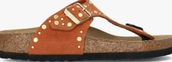 oranje birkenstock teenslippers gizeh rivet border