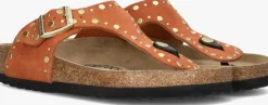 oranje birkenstock teenslippers gizeh rivet border