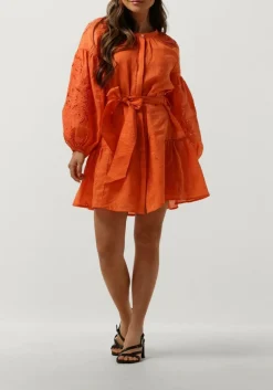 oranje scarlett poppies mini jurk sunshine babe short