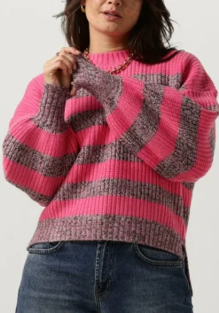 roze co'couture trui row melange stripe knit