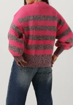 roze co'couture trui row melange stripe knit