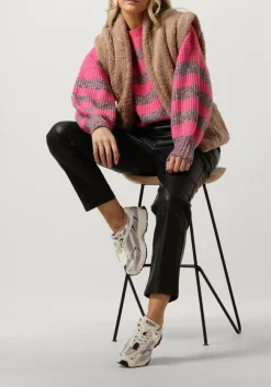 roze co'couture trui row melange stripe knit