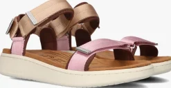 roze woden platte sandalen line