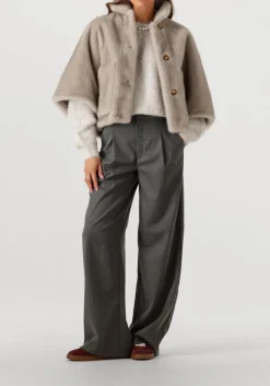 taupe alter ego faux fur jas lena