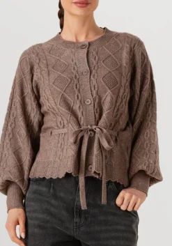 taupe co'couture vest row cable tie cardigan