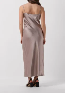 taupe notre-v maxi jurk satin strap dress